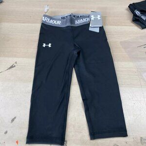 Under Armour Heat Gear Capris Tights Size Small Black White Grey 1332720 NWT